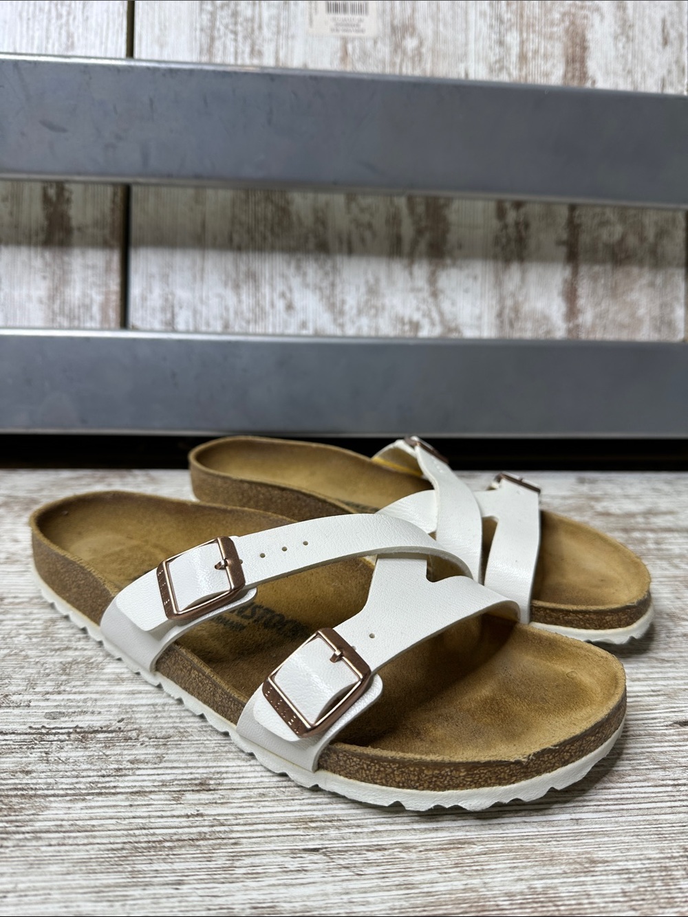Birkenstock WOMEN'S YAO WHITE SLIDE SANDAL Sz 9